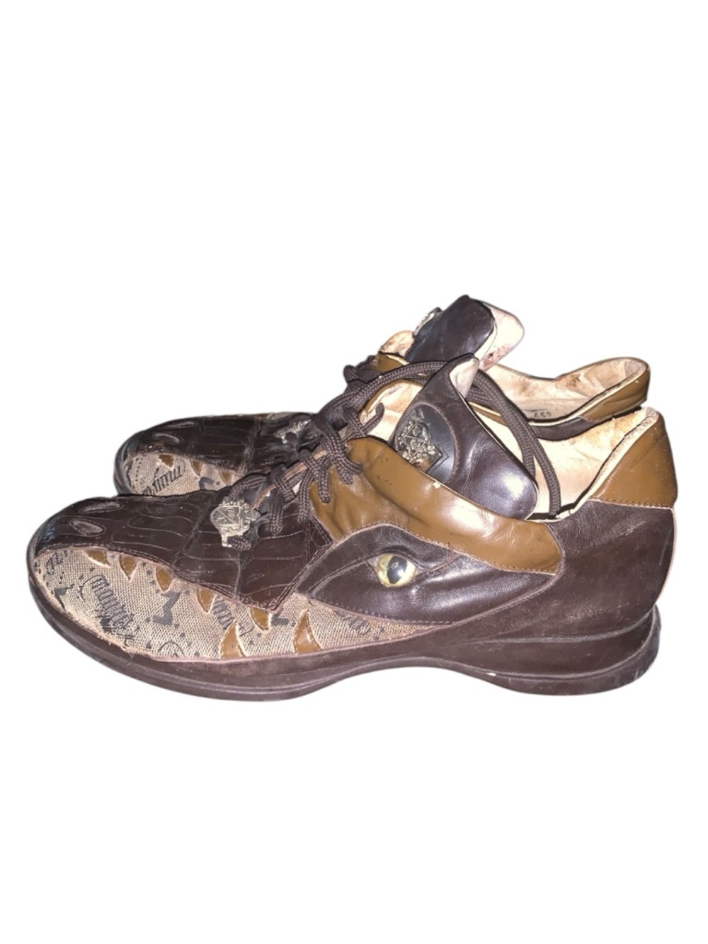 Mauri 8770 Dark Brown Baby Crocodile + Fabric Sneakers - Picture 2 of 7